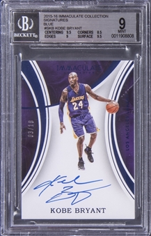2015-16 Immaculate Collection "Signatures" Blue # S-KB Kobe Bryant Signed Card (#03/10) – BGS MINT 9/BGS 10